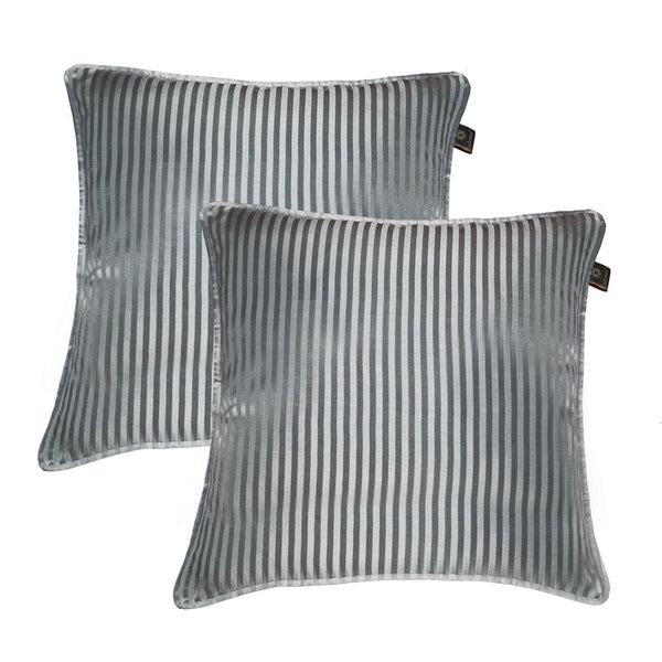 Lushomes grey contemporary stripped cushion cover with plain piping, 16 x 16‰۝(Pack of 2) Torantina Collection - Lushomes