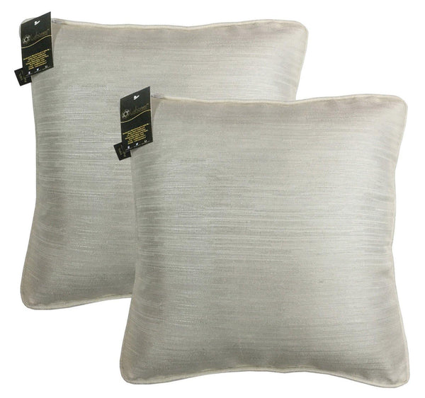 Lushomes Matka Silk Pack of 2 Cream Cushion Covers (16"x16") - Lushomes