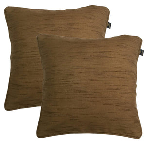 Lushomes Matka Silk Pack of 2 Brown Cushion Covers (20"x20") - Lushomes