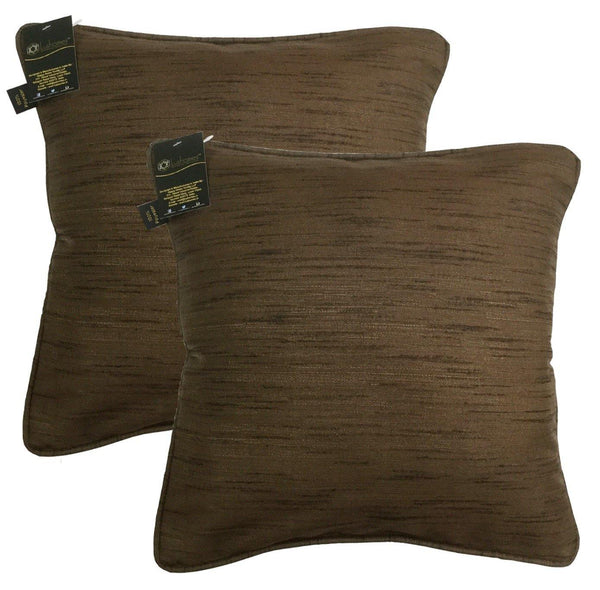 Lushomes Matka Silk Pack of 2 Brown Cushion Covers (24"x24") - Lushomes