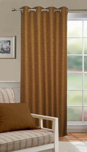 Lushomes Matka Silk Brown Curtain for Door (Single pc) - Lushomes