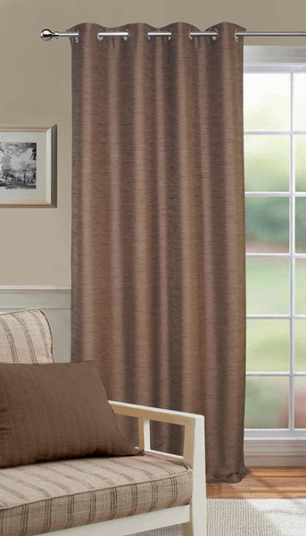Lushomes Matka Silk Brown Curtain for Door (Single pc) - Lushomes