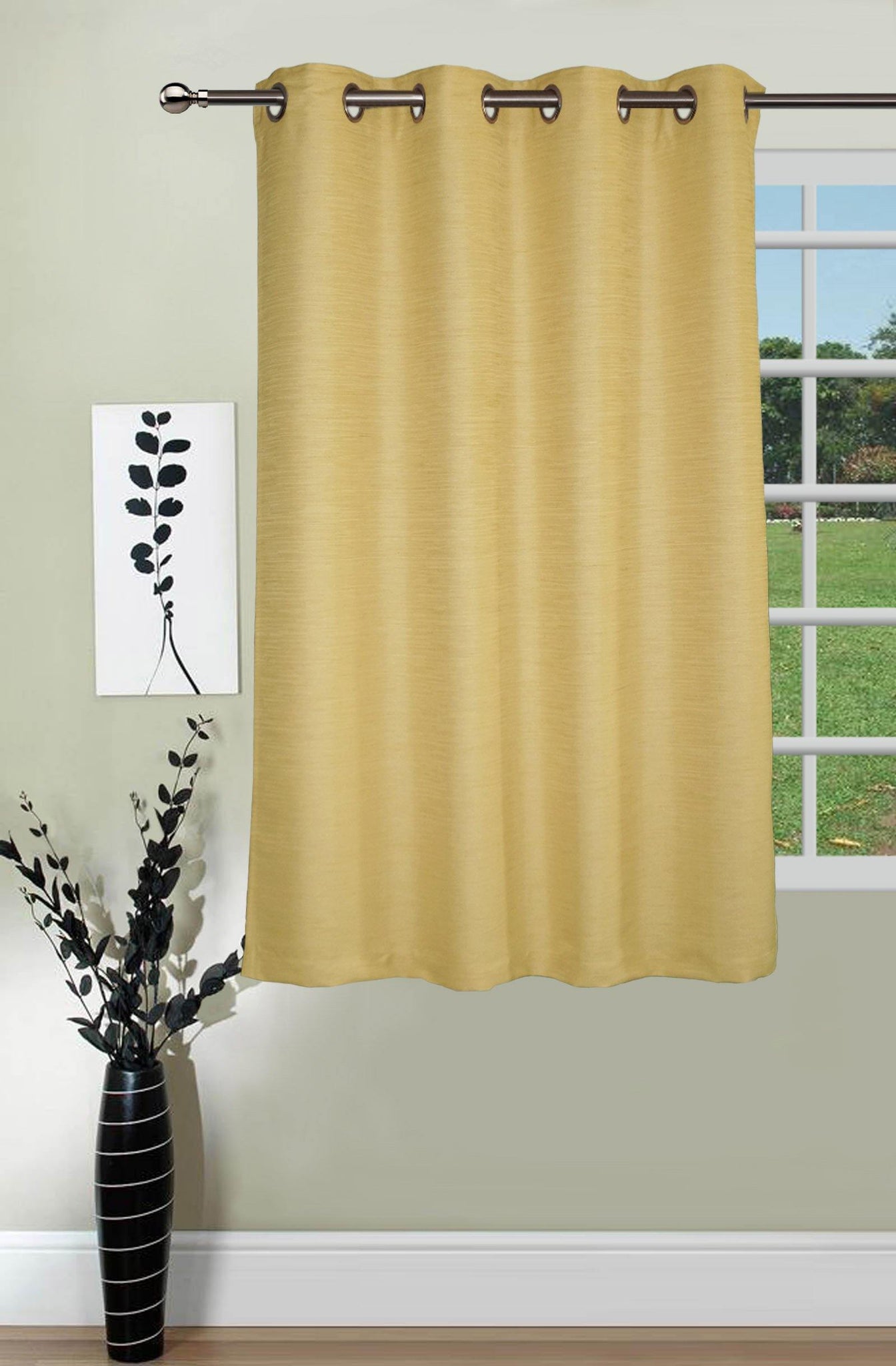 Lushomes Matka Silk Beige Curtain for Window (Single pc) - Lushomes