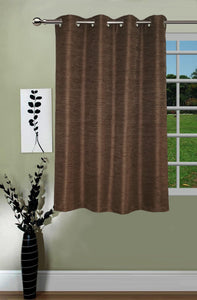 Lushomes Matka Silk Brown Curtain for Window (Single pc) - Lushomes