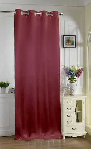 Lushomes Burgundy Contemporary Premium Plain Door Curtain with 8 metal Eyelets (54 x 90‰۝)-Torantina, Single pc - Lushomes