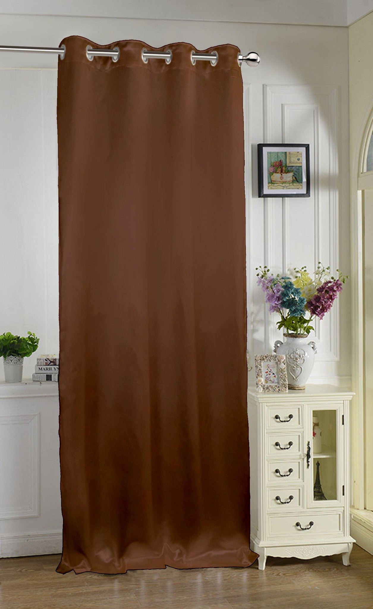 Lushomes Chocolate Contemporary Premium Plain Door Curtain with 8 metal Eyelets (54 x 90‰۝)-Torantina, Single pc - Lushomes