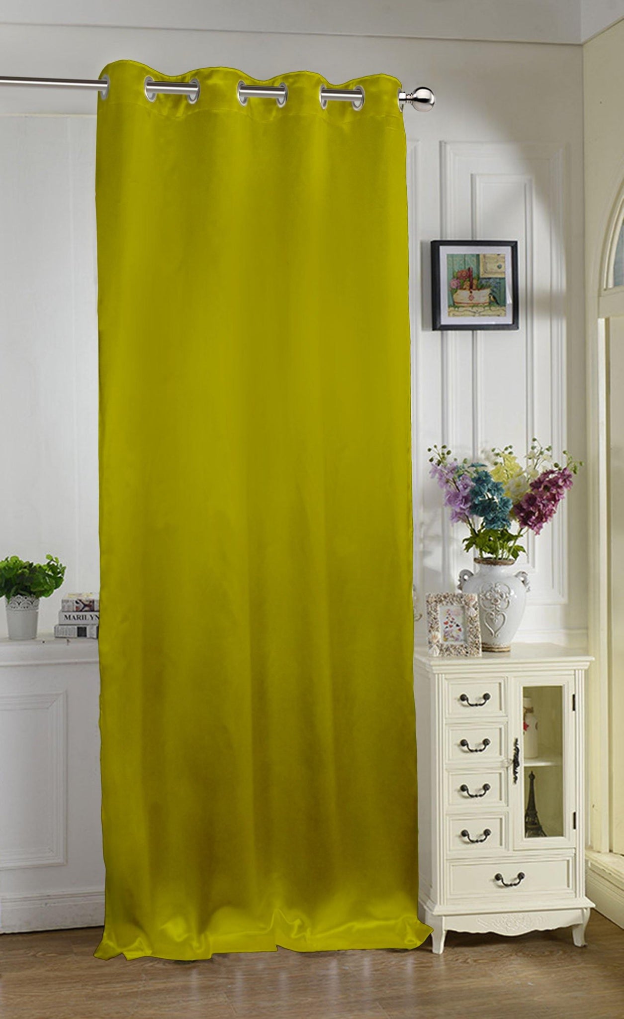 Lushomes Green Contemporary Premium Plain Door Curtain with 8 metal Eyelets (54 x 90‰۝)-Torantina, Single pc - Lushomes