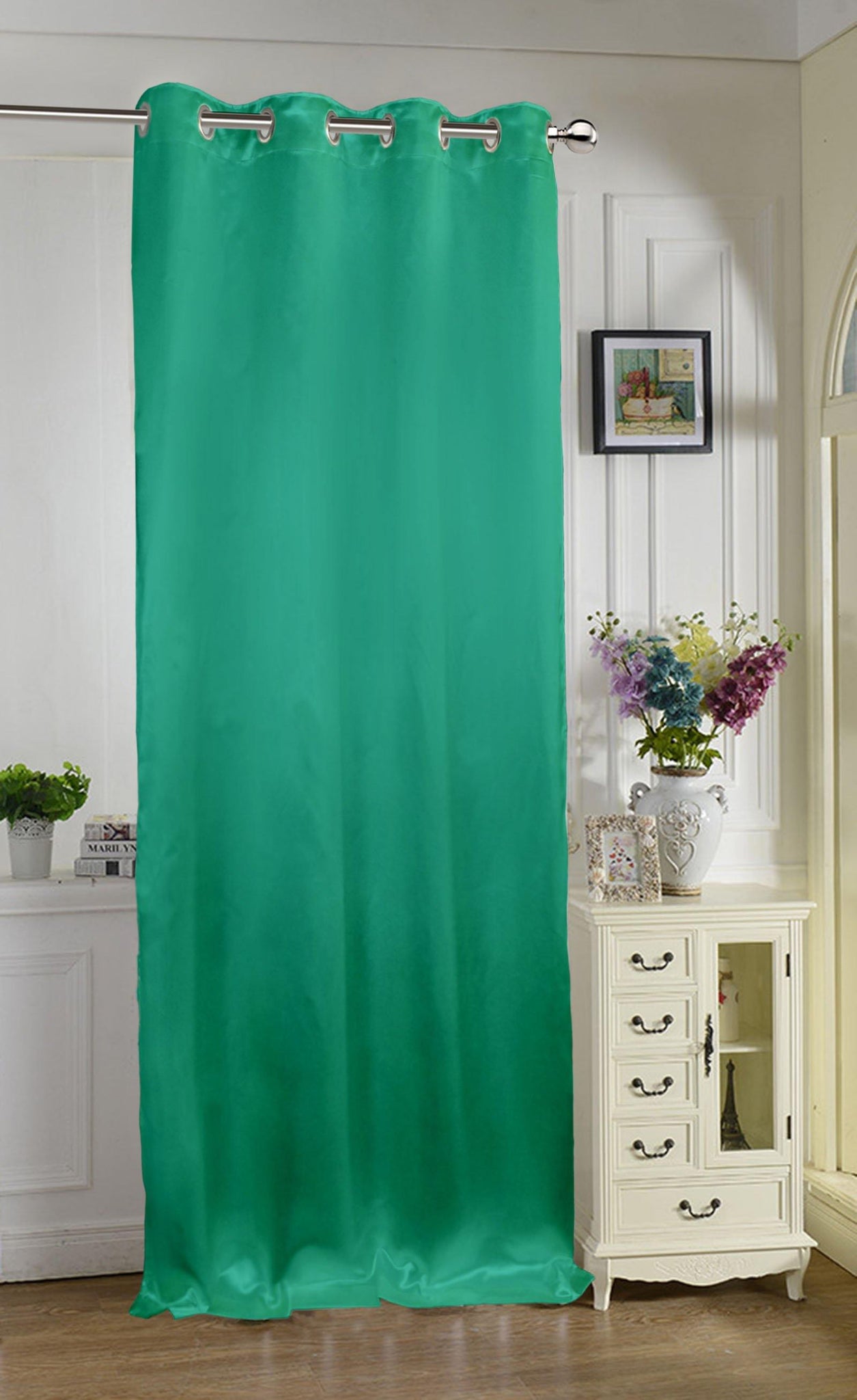 Lushomes Sea Green Contemporary Premium Plain Door Curtain with 8 metal Eyelets (54 x 90‰۝)-Torantina, Single pc - Lushomes