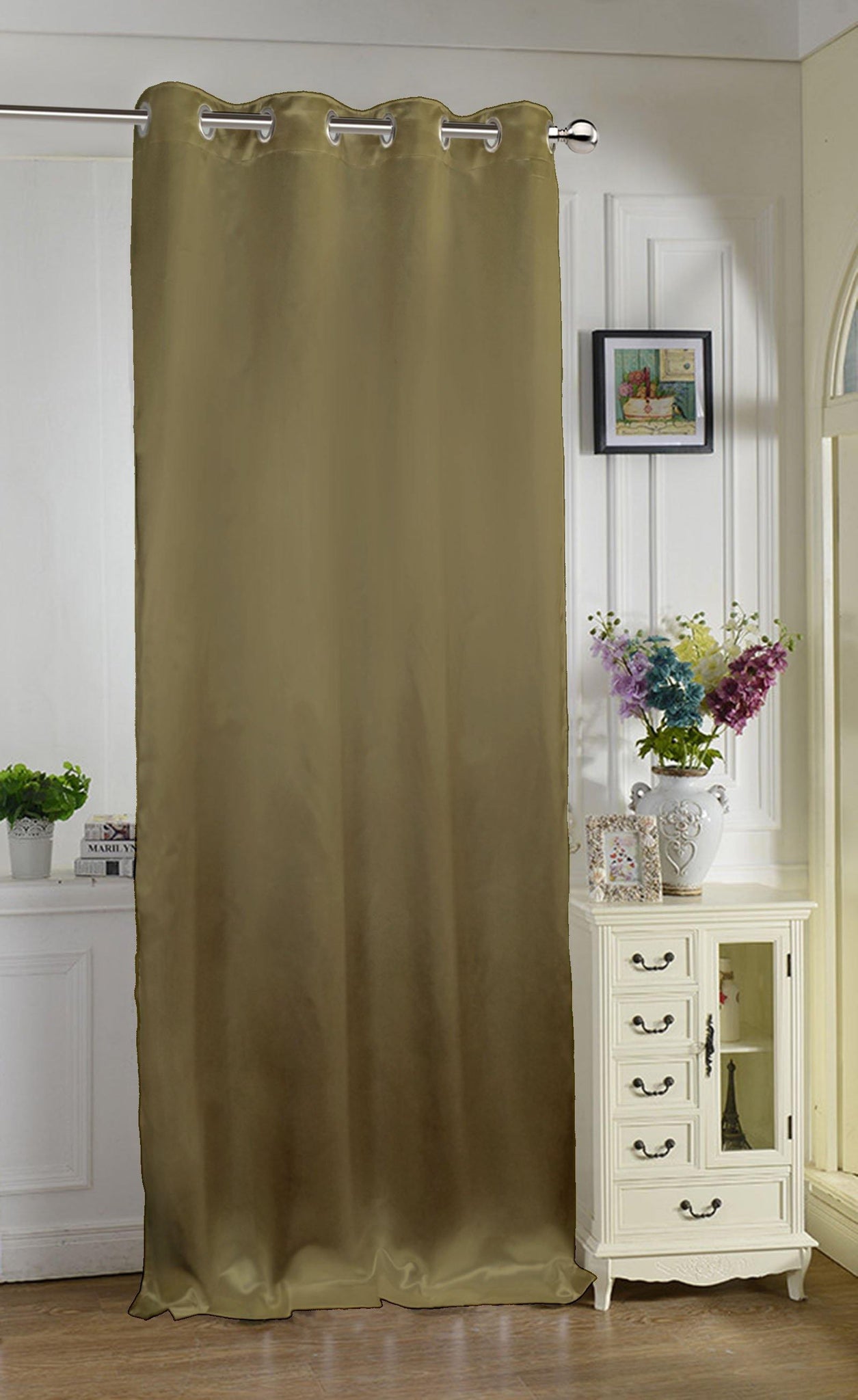 Lushomes Brown Contemporary Premium Plain Long Door Curtain with 8 metal Eyelets (54 x 108‰۝)-Torantina, Single pc - Lushomes