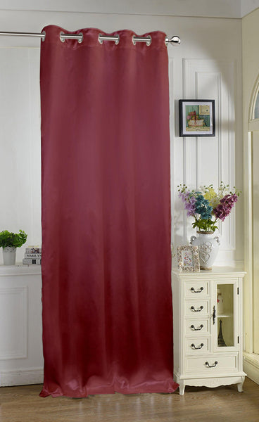 Lushomes Burgundy Contemporary Premium Plain Long Door Curtain with 8 metal Eyelets (54 x 108‰۝)-Torantina, Single pc - Lushomes