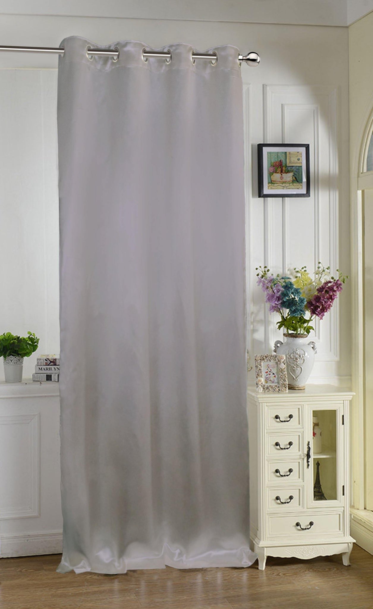 Lushomes Grey Contemporary Premium Plain Long Door Curtain with 8 metal Eyelets (54 x 108‰۝)-Torantina, Single pc - Lushomes