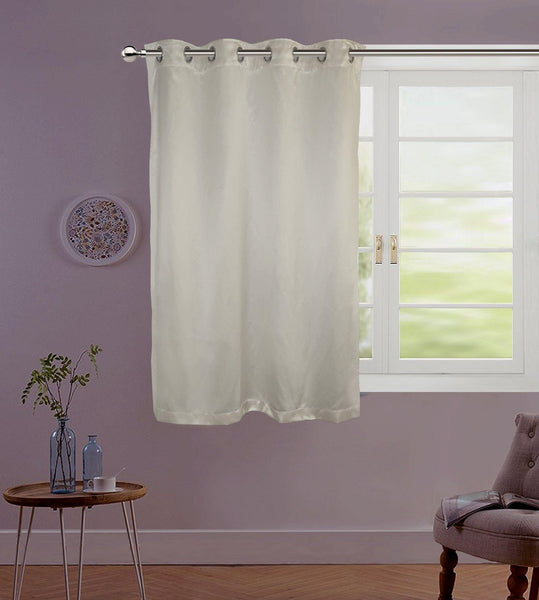 Lushomes Cream Contemporary Premium Plain Window Curtain with 8 metal Eyelets (54 x 60‰۝)-Torantina, Single pc - Lushomes