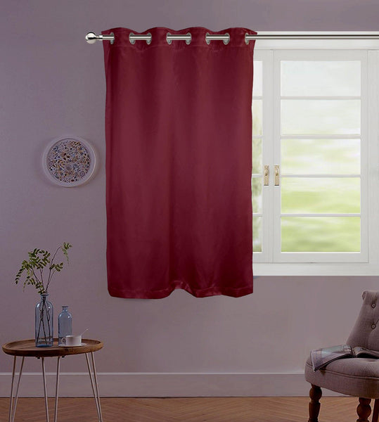 Lushomes Burgundy Contemporary Premium Plain Window Curtain with 8 metal Eyelets (54 x 60‰۝)-Torantina, Single pc - Lushomes