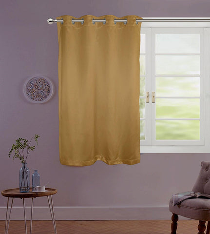 Lushomes Gold Contemporary Premium Plain Window Curtain with 8 metal Eyelets (54 x 60‰۝)-Torantina, Single pc - Lushomes