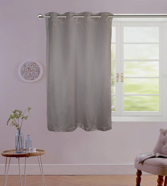 Lushomes Grey Contemporary Premium Plain Window Curtain with 8 metal Eyelets (54 x 60‰۝)-Torantina, Single pc - Lushomes