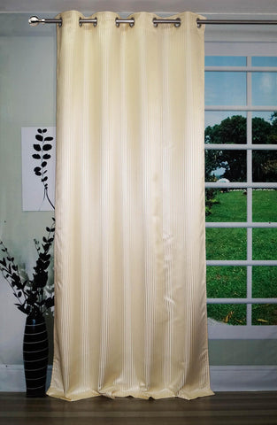 Lushomes Champagne Contemporary Stripped Door Curtain with 8 metal Eyelets (54 x 90‰۝)-Torantina - Lushomes