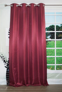 Lushomes Burgundy Contemporary Stripped Door Curtain with 8 metal Eyelets (54 x 90‰۝)-Torantina - Lushomes