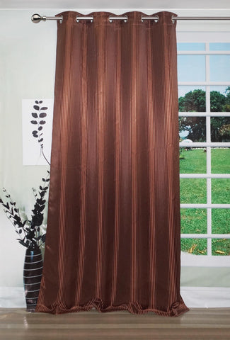 Lushomes Chocolate Contemporary Stripped Door Curtain with 8 metal Eyelets (54 x 90‰۝)-Torantina - Lushomes