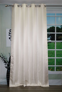 Lushomes Satin Curtains, Cream Satin door curtain, Striped, Plain Door Curtain, curtains 9 feet long 8 Metal SS Eyelets, 4.5 FT x 9 FT (54 x 108 inches, Single pc)