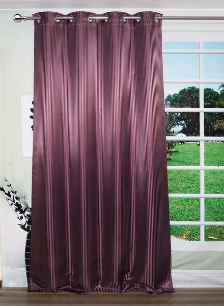 Lushomes Satin Curtains, Purple Satin door curtain, Striped, Plain Door Curtain, curtains 9 feet long 8 Metal SS Eyelets, 4.5 FT x 9 FT (54 x 108 inches, Single pc)