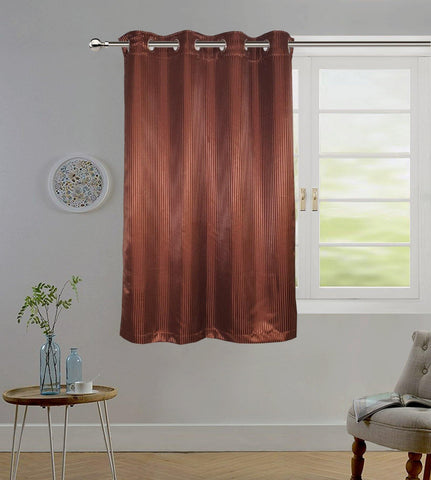 Lushomes Chocolate Contemporary Stripped Window Curtain with 8 metal Eyelets (54 x 60‰۝)-Torantina - Lushomes