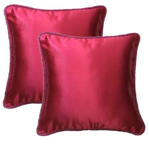 Lushomes Contemporary Fuchsia Plain Cushion Cover with Unique Dori Piping, 16 x 16‰۝(Pack of 2) Torantina Collection - Lushomes
