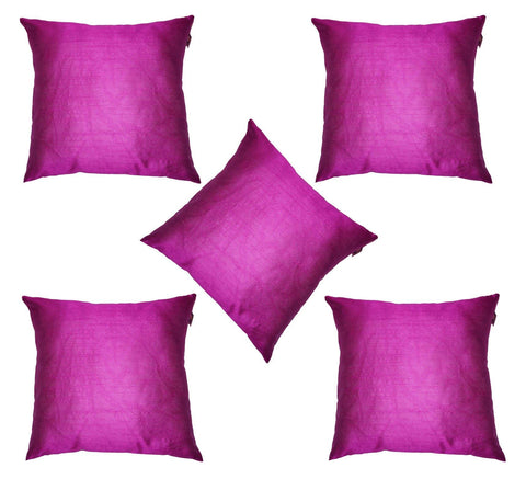 Lushomes Pink Dupion Silk Cushion Covers (Pack of 5) - Lushomes