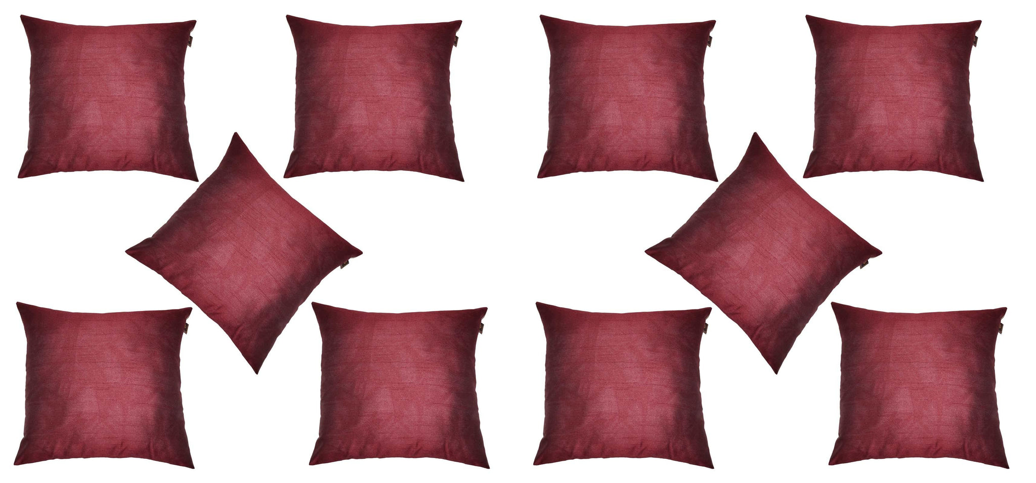 Lushomes Burgundy Dupion Silk Cushion Covers (Pack of 10) - Lushomes