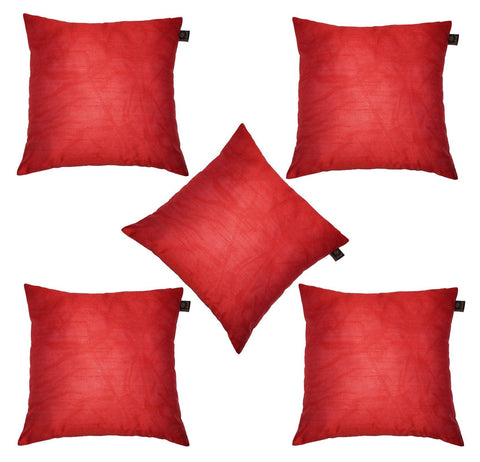Lushomes Red Dupion Silk Cushion Covers (Pack of 5) - Lushomes