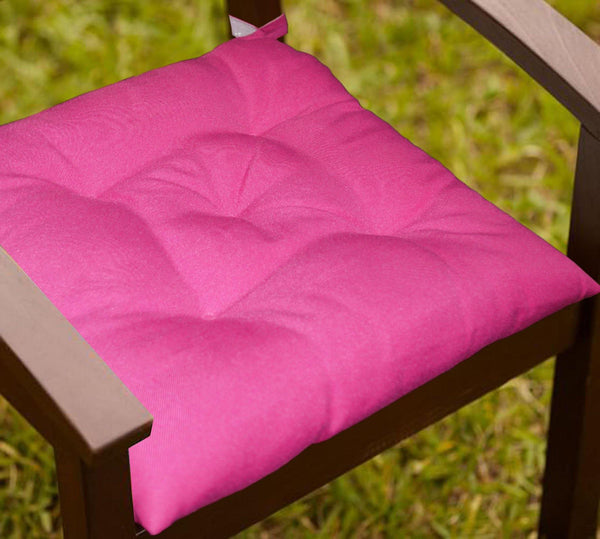 Lushomes Fuchsia Water resistant chair cushion with 5 knots and Velcro. ( 40 x 40 cms, Pack of 2)- Outdoor collection - Lushomes