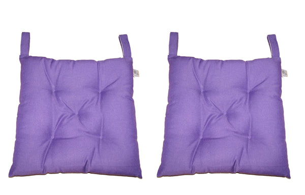 Lushomes Chair pads , Violet, Reversible, chair pads set of 2, Soft Polyester Filling, dining chair cushion, Waterproof with Velcrow Ties (15x15 Inch, 1 Inch Height, 2 Strings, 2 Pc)