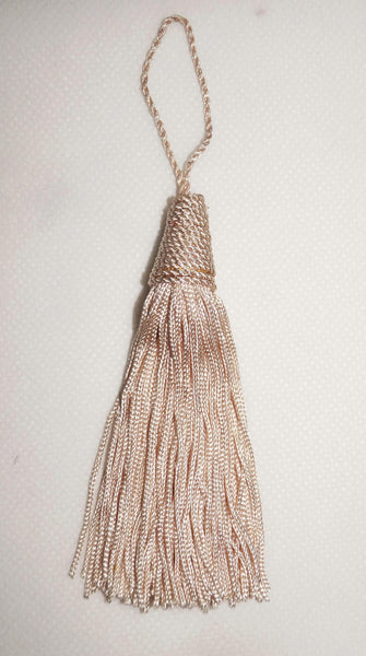 Lushomes Faux Golden & Cream Silk Runners with Triangle Ends and Tassels on Both Sides (Single Pc, 40 x 180 cms) - Lushomes