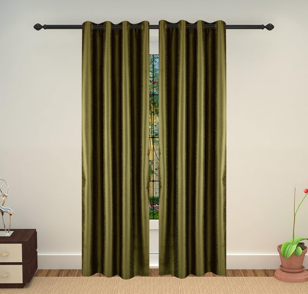 LushomesArt Silk Polyester Lining Door Curtain - 7.5 feet, Green - Lushomes