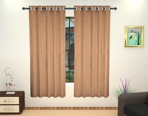 Lushomes Art Silk Polyester Lining Window Curtain - 5 feet, Beige - Lushomes