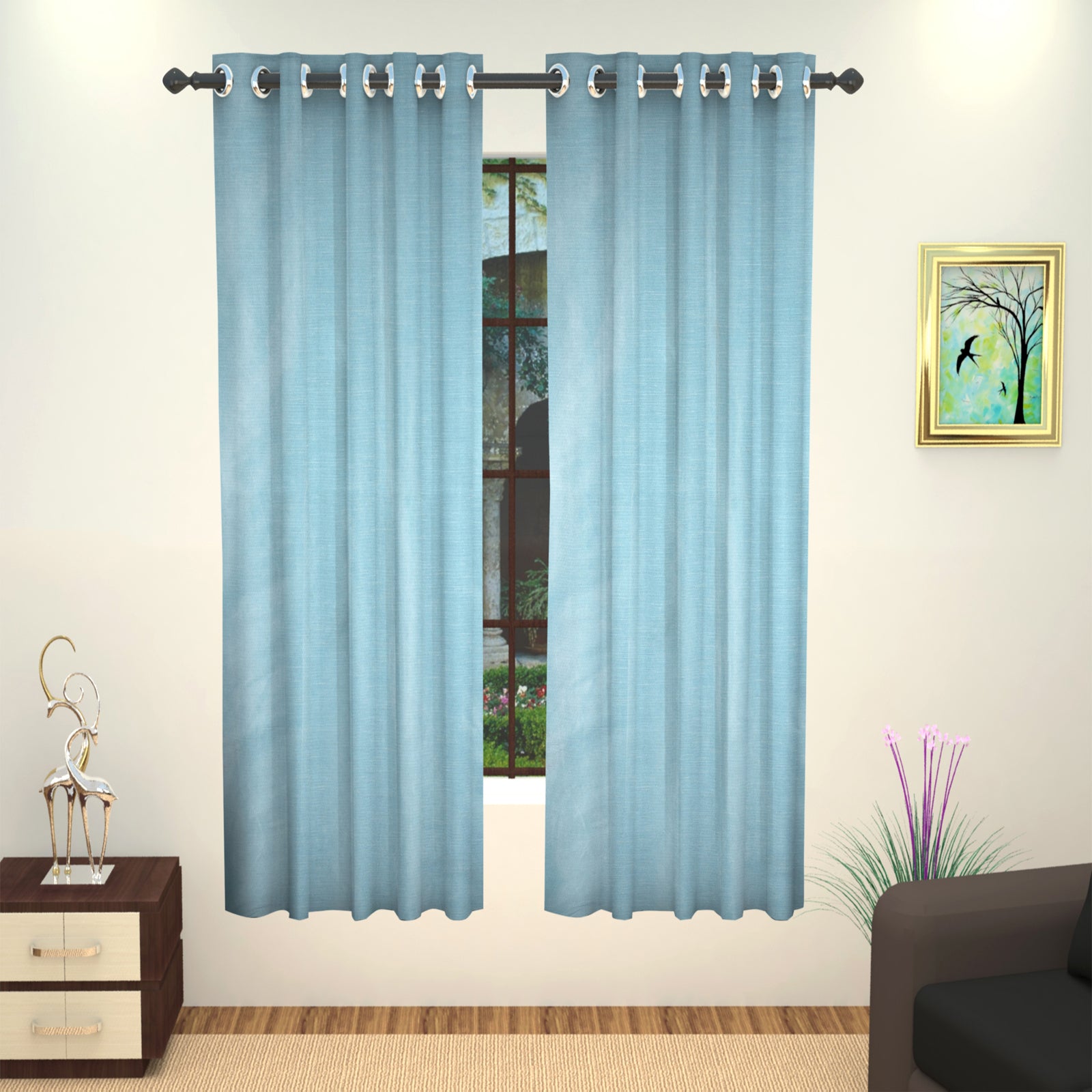 Lushomes curtain 5 Feet, curtains with lining, Blue, curtains & drapes, parda, urban space curtains, curtains for living room (Single Pc, 54 x 60 inches)