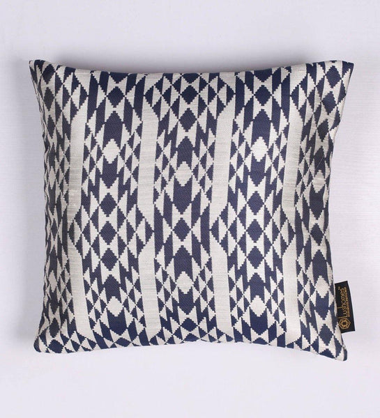 LUSHOMES Blue Polyester Jacquard Cushion Covers (16 x 16 inches, Pack of 2) - Lushomes