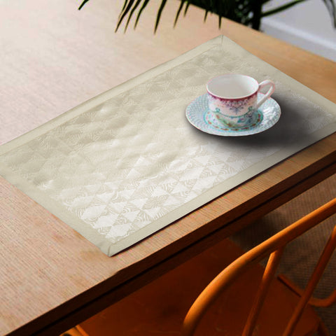 Lushomes dining table mats 6 pieces, Decorative Cream JacquardTable Mats Set, dining table accessories for home, kitchen accessories items (13 x19 inches, Pack of 6)