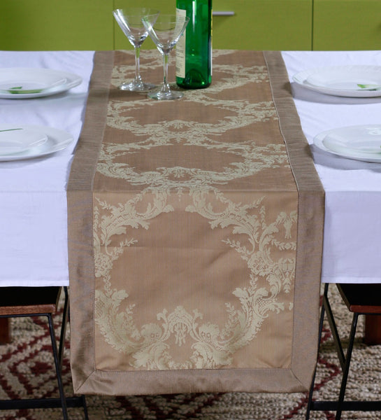 Lushomes Natural Pattern 1 Jacquard Table Runner with High Quality Polyester Border (Size: 16"x72"), single piece - Lushomes