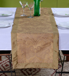 Lushomes Gold Pattern 2 Jacquard Table Runner with High Quality Polyester Border (Size: 16"x72"), single piece - Lushomes