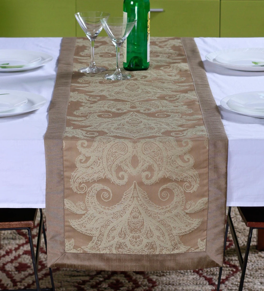 Lushomes Natural Pattern 2 Jacquard Table Runner with High Quality Polyester Border (Size: 16"x72"), single piece - Lushomes