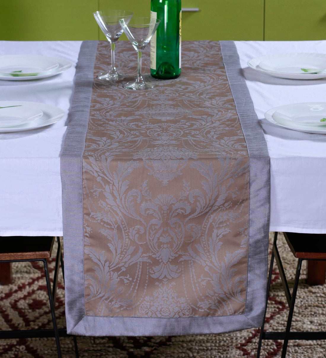 Lushomes Natural Pattern 4 Jacquard Table Runner with High Quality Polyester Border (Size: 16"x72"), single piece - Lushomes