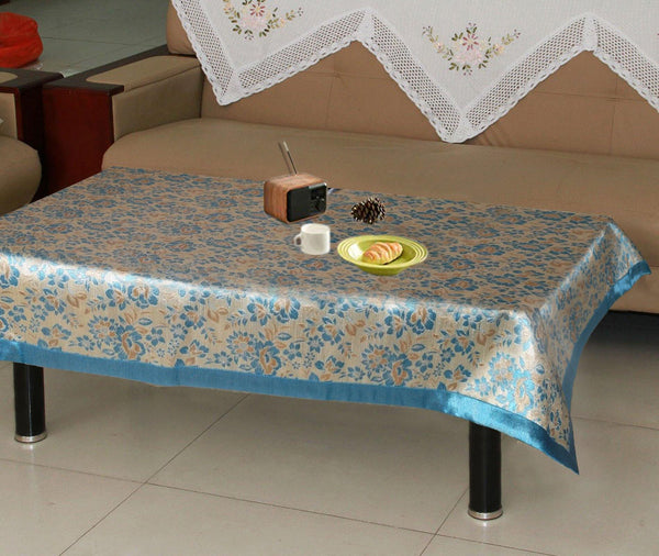 Lushomes Light Blue 2 Selfdesign Jaquard Centre Table Cloth (Size: 36x60 inches), single pc - Lushomes
