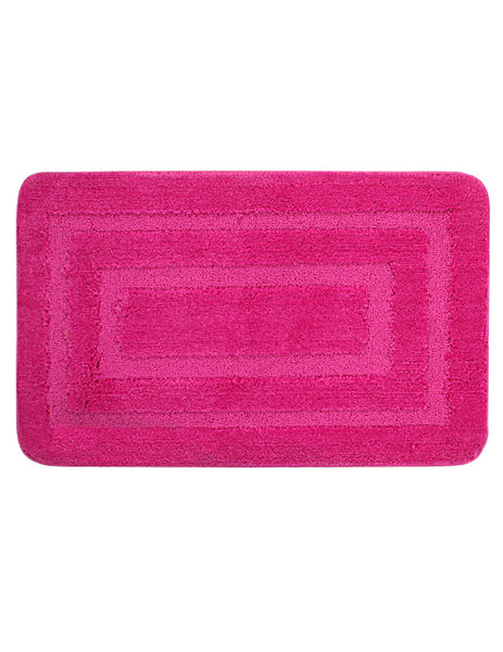 Lushomes Anti Slip Microfiber, bathroom mat,  Polyester Pink Extra Large Bath Mat Set, door mats for bathroom (Bathmat 19 x 30 inches, Pack of 2, Contour 19 x 18 inches, Pack of 2)