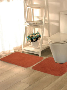 Lushomes Bathroom Mat, 1800 GSM Floor Mat with High Pile Microfiber, anti skid mat for bathroom floor with Contour footmat (Bathmat Size 19 x 30 Inch, Contour Size 19 x 19 Inch, Single Pc, Brown)