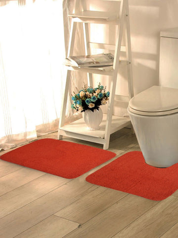 Lushomes Bathroom Mat, 1800 GSM Floor Mat with High Pile Microfiber, anti skid mat for bathroom floor with Contour footmat (Bathmat Size 19 x 30 Inch, Contour Size 19 x 19 Inch, Single Pc, Tan Brown)