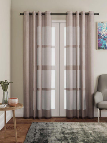 Lushomes Brown Design 3 Melody Sheer Door Curtains 4.5 Ft x 7.5 ft. (54" x 90‰۝, Single pc) - Lushomes