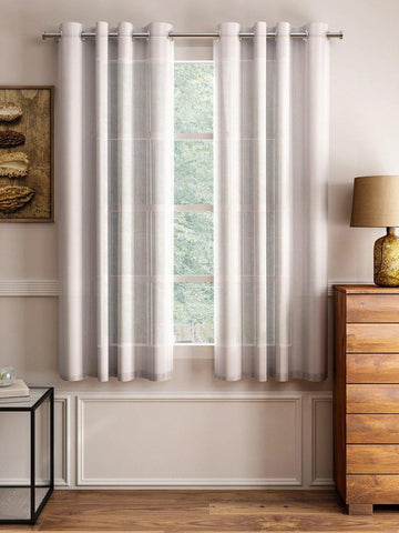 Lushomes Brown Design 2 Melody Sheer Window Curtains 4.5 Ft x 5 ft. (54" x 60‰۝, Single pc) - Lushomes