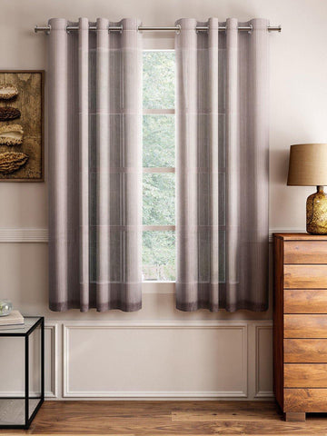 Lushomes Brown Design 3 Melody Sheer Window Curtains 4.5 Ft x 5 ft. (54" x 60‰۝, Single pc) - Lushomes