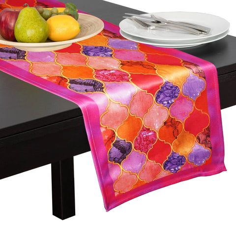 Lushomes Digital Printed Pink Themed Polyester Dining Table Runner(16 x 71 inches, Single pc)
