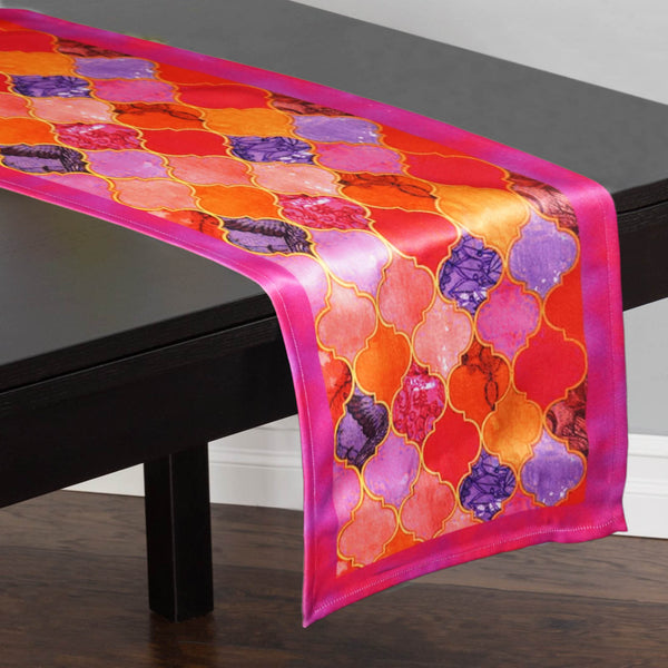Lushomes Digital Printed Pink Themed Polyester Dining Table Runner(16 x 71 inches, Single pc)